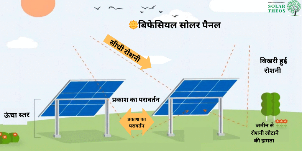 “भारत में सोलर ऊर्जा ट्रेंड 2025 – बिफेशियल सोलर पैनल की फोटो”