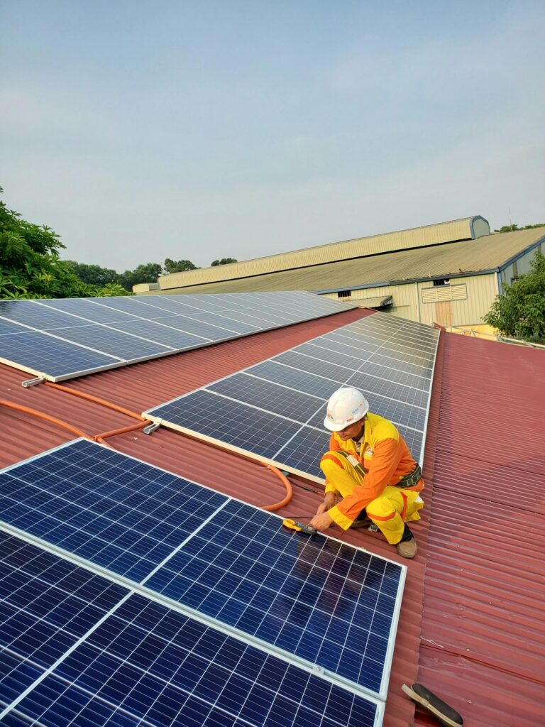Solar technician work – "सोलर टेक्नीशियन वायरिंग करते हुए"